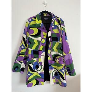 Regal Regency Blazer Women L Multicolor Psychedelic Print Mod 60s Style